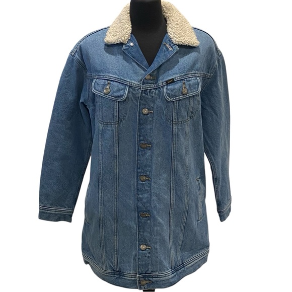 Lee Rider Long Sherpa Lined Denim Work Coat NWT Size XS (4-6) - Picture 1 of 9